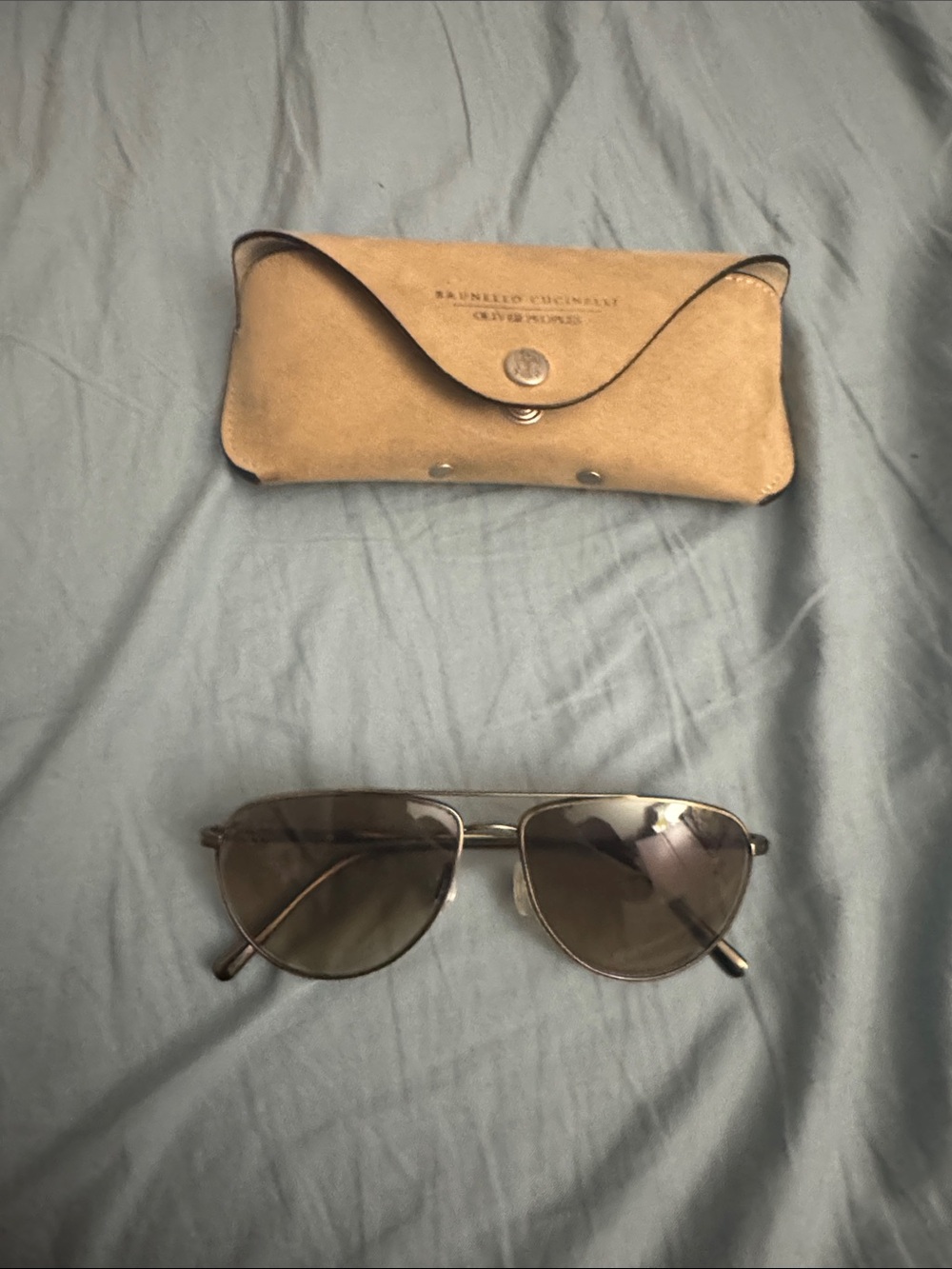 Brunello Cucinelli Tan Suede Sunglasses Case